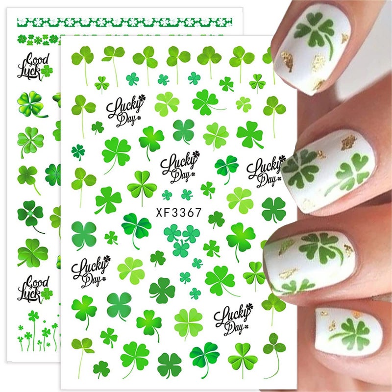 KRTBKR St. Patrick’s Day Nail Stickers 3D Self-Adhesive Shamrock Nail Art Stickers Clover Irish Green Dwarf Gold Hat Design St Patricks Day Nail Decals Nail Art Supplies for Women Acrylic Nails Decorations - Image 3